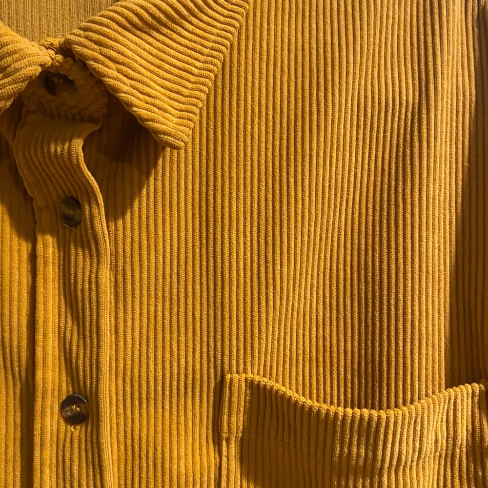 Mustard Yellow Corduroy Button-Up Shirt - Picture 2 of 5
